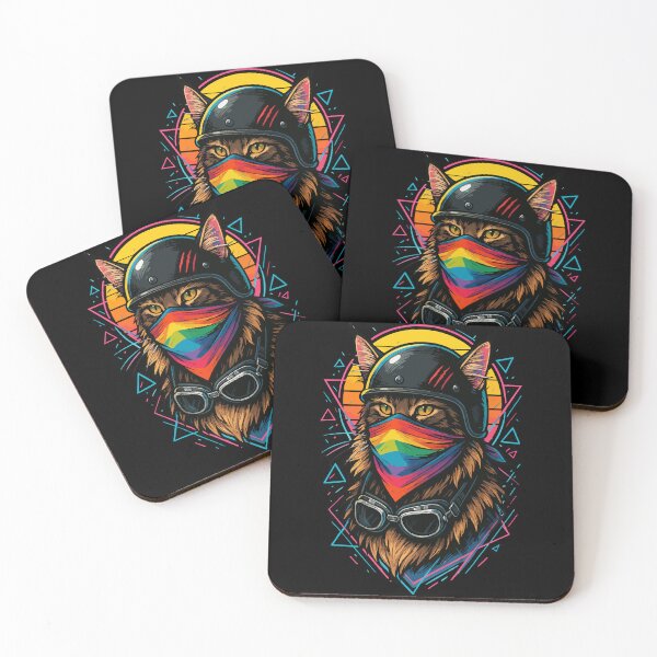 Item preview, LGBTQ Biker Bandit Cat In Helmet Retro designed and sold by TomFrontierArt.