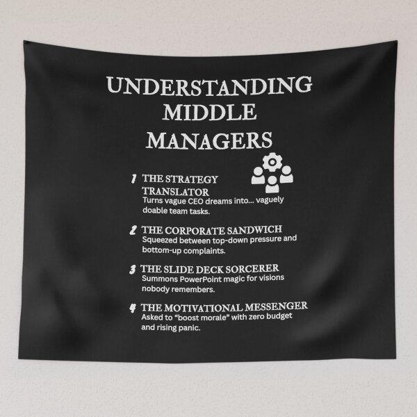 Item preview, UNDERSTANDING MIDDLE MANAGERS – Hilarious Corporate Life Definitions – Black designed and sold by PsyFlow35.