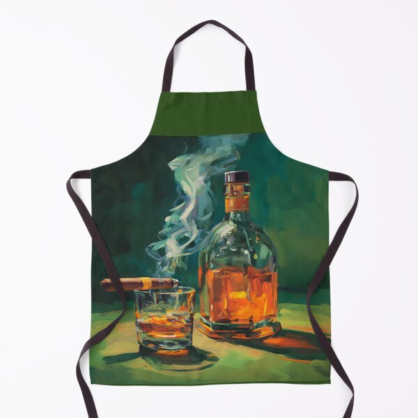 Artikelvorschau, Whiskey- und Zigarrengenuss – Luxusszene in warmen Tönen mit wirbelndem Rauch und reicher dunkler Eleganz entworfen und verkauft von OlfactoART Studio.
