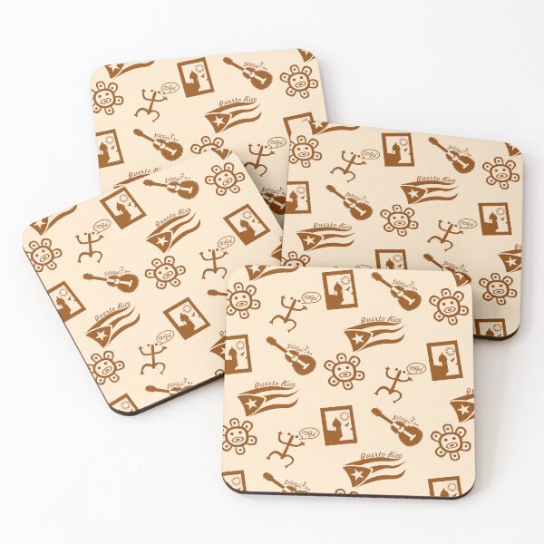 Item preview, Puerto Rico Symbol Set Coqui Taino Sun Flag Garita El Cuatro Guitar Brown designed and sold by byDarling.