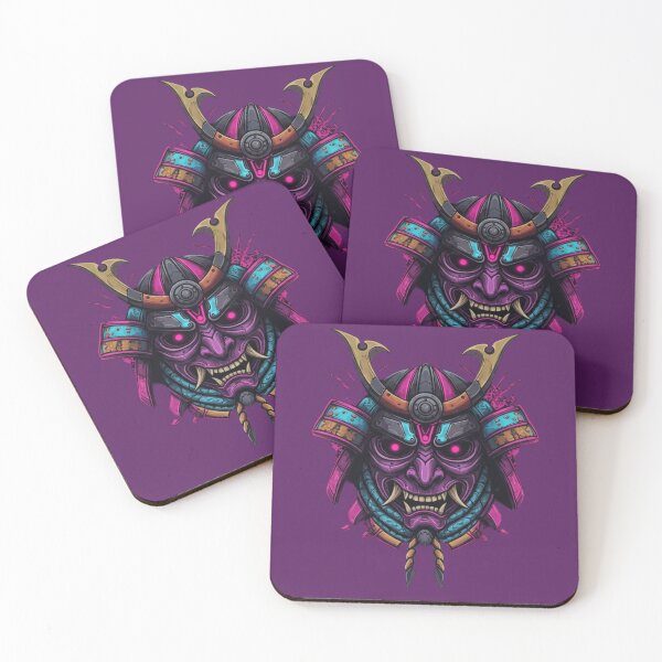 Item preview, Neon Oni Warrior – Cyber Samurai Mask Art designed and sold by JiGaWo.