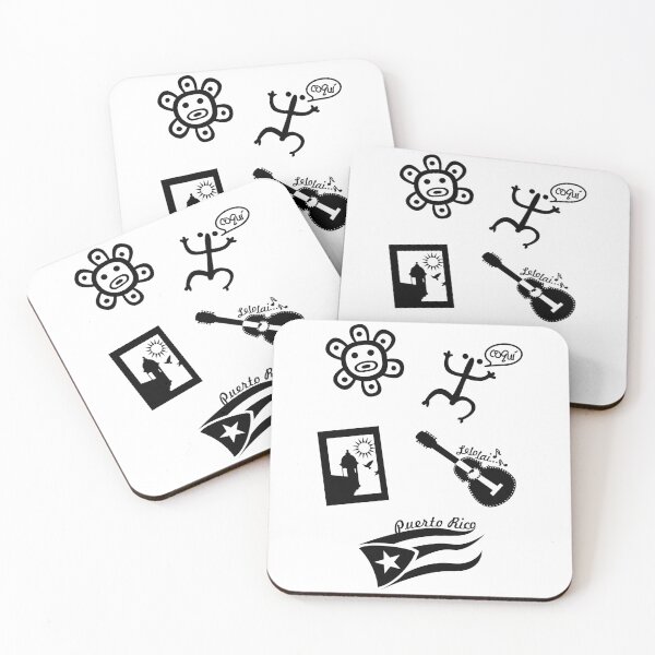 Item preview, Puerto Rico Symbol Set Coqui Taino Sun Flag Garita El Cuatro Guitar Black designed and sold by byDarling.
