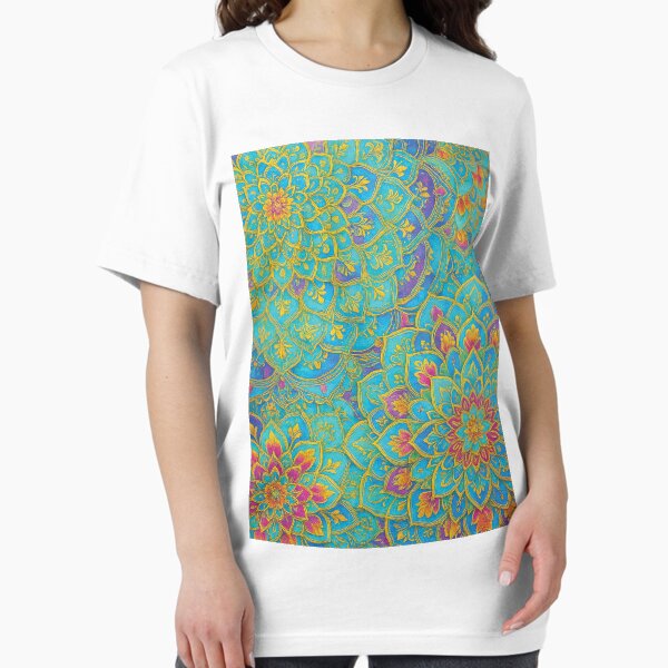 Item preview, Vibrant Mandala Pattern in Turquoise and Gold – Psychedelic Floral Design designed and sold by Gold Turtle  Lina.