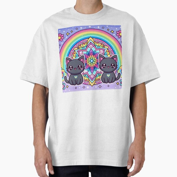 Item preview, Rainbow Mandala Kitties Cute Kawaii Black Cats designed and sold by Dopamine Glitch.