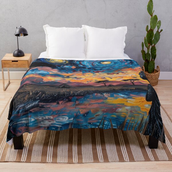 Item preview, African Starry Night Throw Pillow & Tapestry - Afrofuturism Van Gogh Art designed and sold by GSizzle1.