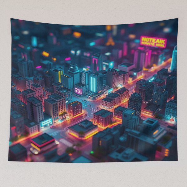 Item preview, Isometric Miniature City – Cyberpunk Y2K Glow Puzzle designed and sold by merchpub.