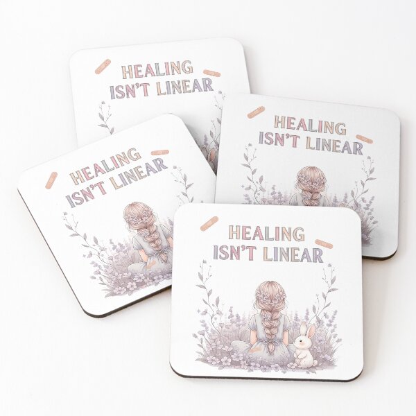 Item preview, Healing Isn’t Linear – Soft Aesthetic Mental Health Design for Self-Love & Growth designed and sold by So Golden Shop.