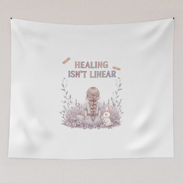 Item preview, Healing Isn’t Linear – Soft Aesthetic Mental Health Design for Self-Love & Growth designed and sold by So Golden Shop.