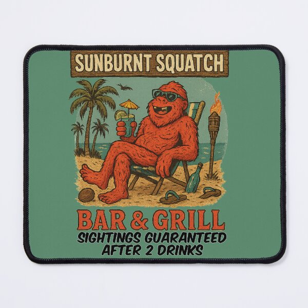 Item preview, Funny Bigfoot Bar Shirt Sunburnt Squatch Bar & Grill Cryptid Tiki Parody designed and sold by SquatchCreek.