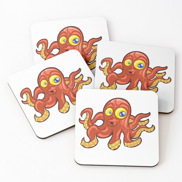 Item preview, Little red octopus with yellow eyes, cartoon (guaranteed AI-free) designed and sold by fifou96.