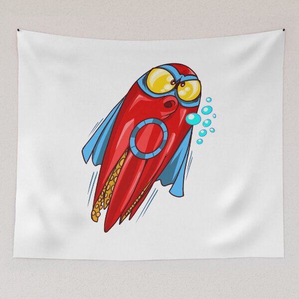 Item preview, Super red octopus with yellow eyes and a cape, cartoon (guaranteed AI-free) designed and sold by fifou96.