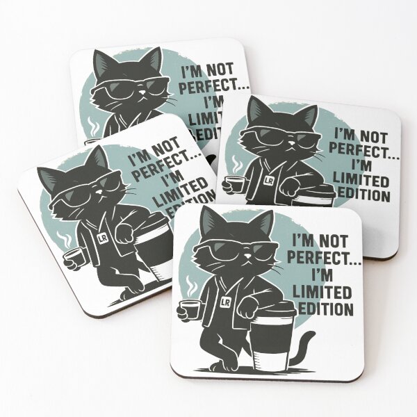 Item preview, Cool Black Cat Coffee Quote – “I’m Not Perfect, I’m Limited Edition” | Funny Cat Lover T-Shirt & Mug designed and sold by LittleRags.