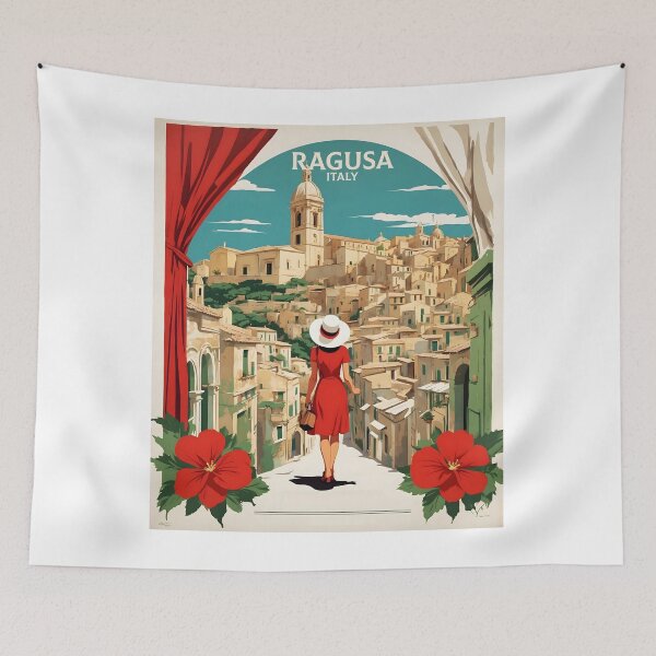 Item preview, Ragusa Italy Vintage Poster Tourism  designed and sold by TravelersGems.