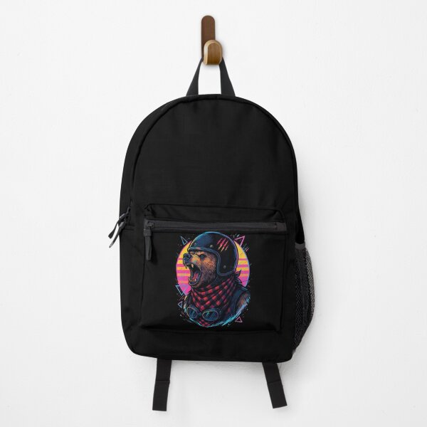 Item preview, Biker Bear Helmet Retro Vaporwave designed and sold by TomFrontierArt.