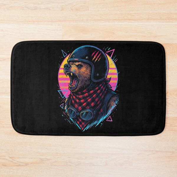 Item preview, Biker Bear Helmet Retro Vaporwave designed and sold by TomFrontierArt.