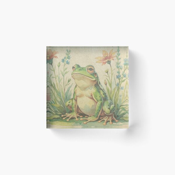 Item preview, Vintage frog and flowers designed and sold by CraftyWords.