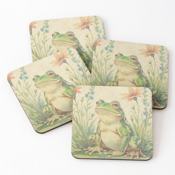 Item preview, Vintage frog and flowers designed and sold by CraftyWords.