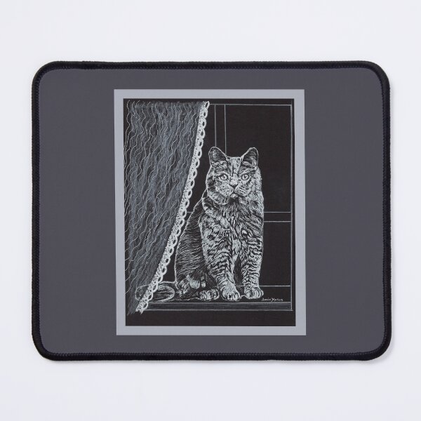 Item preview, Cat in a Window - white gel pen designed and sold by Annie Mason Art.