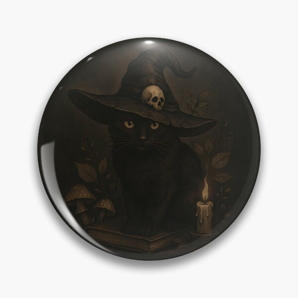 Item preview, Witchy black cat with witch hat - dark academia cottage aesthetic  designed and sold by Fantasy Cache.