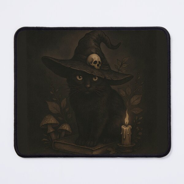 Item preview, Witchy black cat with witch hat - dark academia cottage aesthetic  designed and sold by Fantasy Cache.
