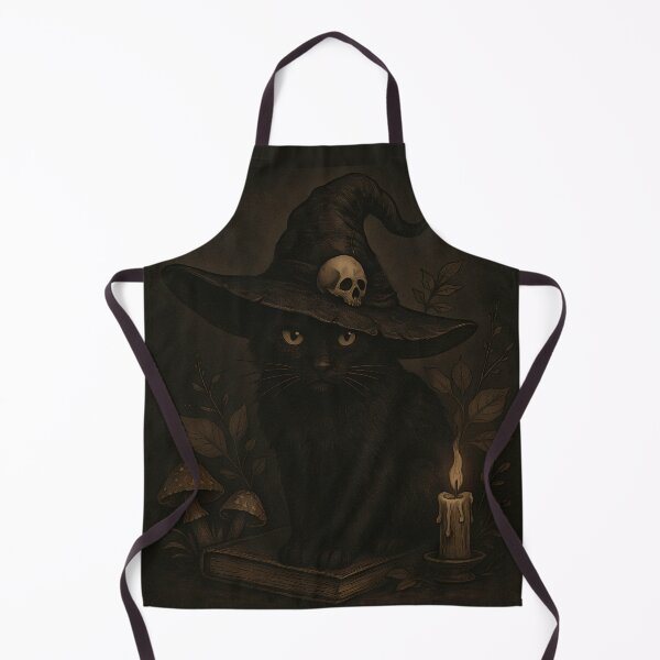 Item preview, Witchy black cat with witch hat - dark academia cottage aesthetic designed and sold by Fantasy Cache.