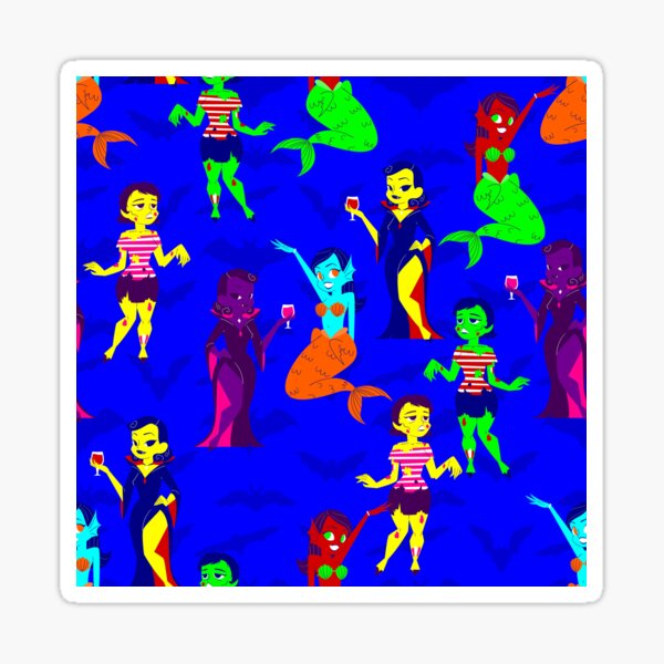 halloween monster mermaid vampire zombie girls Sticker