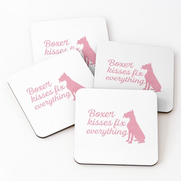 Item preview, Boxer Kisses Fix Everything – Sweet Boxer Dog Quote with Pink Sparkle designed and sold by HonorTheBoxer.