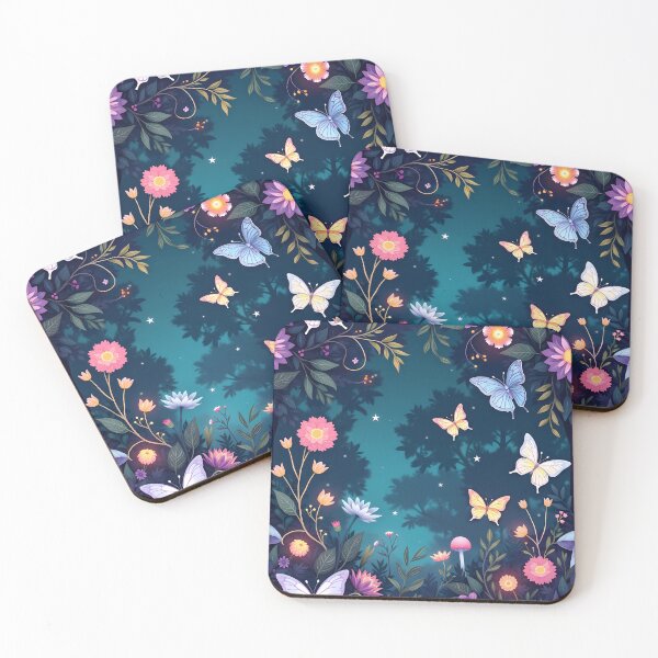 Item preview, Magical starry night forest witch butterflies and wild flowers  - dark fairycore garden fairy house girly girls designed and sold by Fantasy Cache.