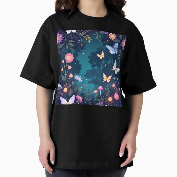Item preview, Magical starry night forest witch butterflies and wild flowers  - dark fairycore garden fairy house girly girls designed and sold by Fantasy Cache.