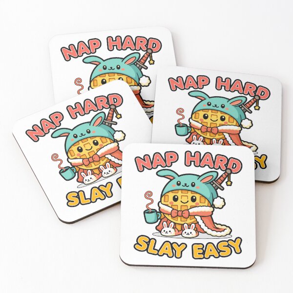 Item preview, Cute Kawaii Waffle Warrior – Nap Hard, Slay Easy designed and sold by Karma Design.