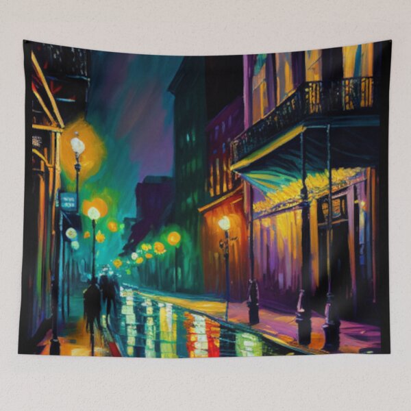 Item preview, Bourbon Street Art Print - Moody New Orleans Night Oil Painting Style designed and sold by GSizzle1.