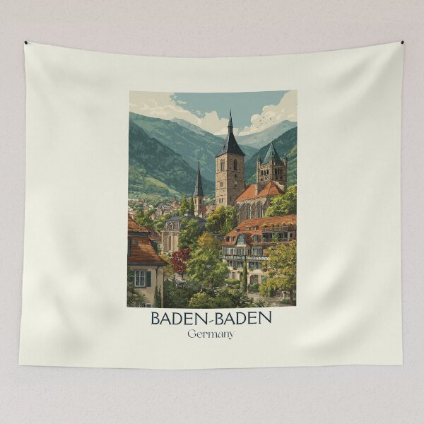 Item preview, Baden-Baden Germany Poster – Vintage Spa Town in the Black Forest designed and sold by TuncGK.