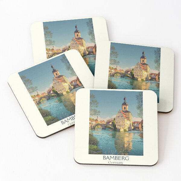 Item preview, Bamberg Germany Poster – Vintage Old Town and River Scene Print designed and sold by TuncGK.