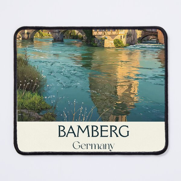 Item preview, Bamberg Germany Poster – Vintage Old Town and River Scene Print designed and sold by TuncGK.