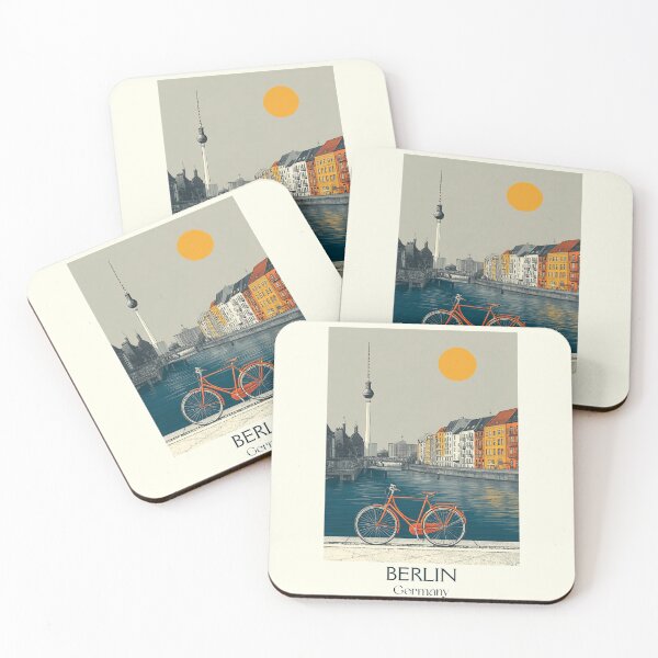 Item preview, Berlin Germany Poster – Vintage Bicycle and Skyline Travel Art designed and sold by TuncGK.