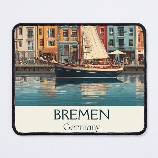 Item preview, Bremen Germany Poster – Vintage Colorful Waterfront Travel Print designed and sold by TuncGK.