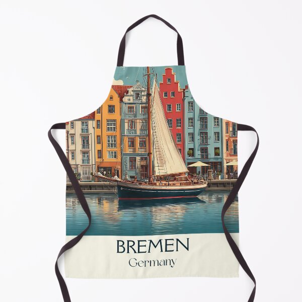 Item preview, Bremen Germany Poster – Vintage Colorful Waterfront Travel Print designed and sold by TuncGK.