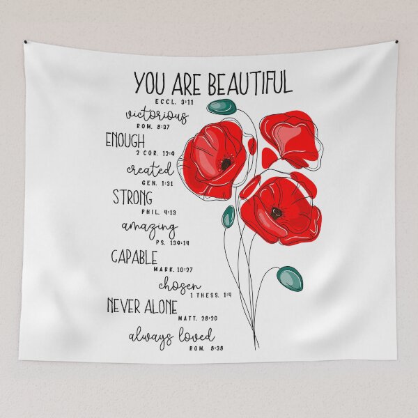 Item preview, You are Beautiful, Christian Religious, Floral, Bible verses designed and sold by Khalu.