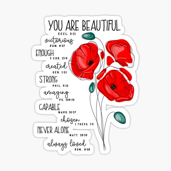 Item preview, You are Beautiful, Christian Religious, Floral, Bible verses designed and sold by Khalu.
