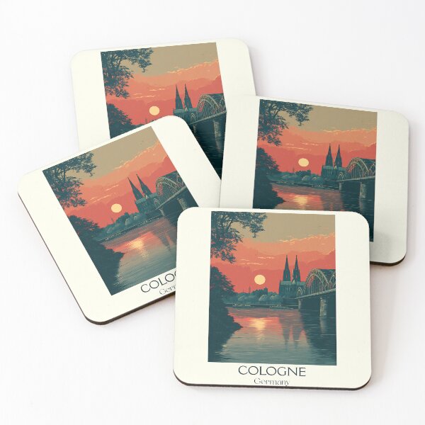 Item preview, Cologne Germany Poster – Sunset Over the Cathedral and Rhine designed and sold by TuncGK.