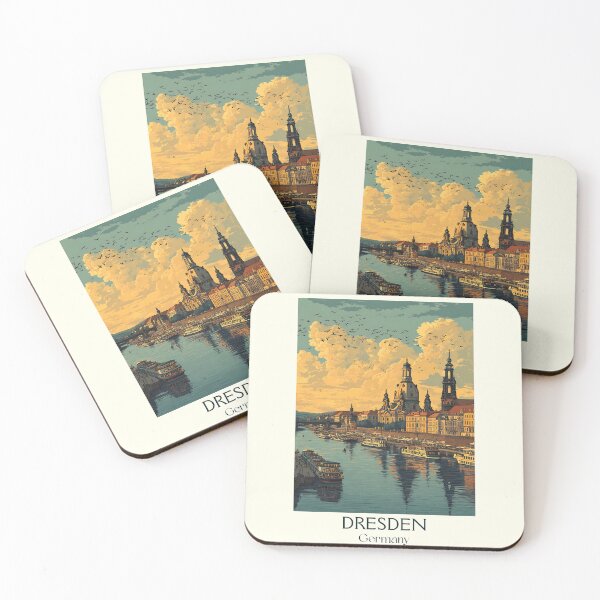 Item preview, Dresden Germany Poster – Vintage Skyline Along the Elbe River designed and sold by TuncGK.