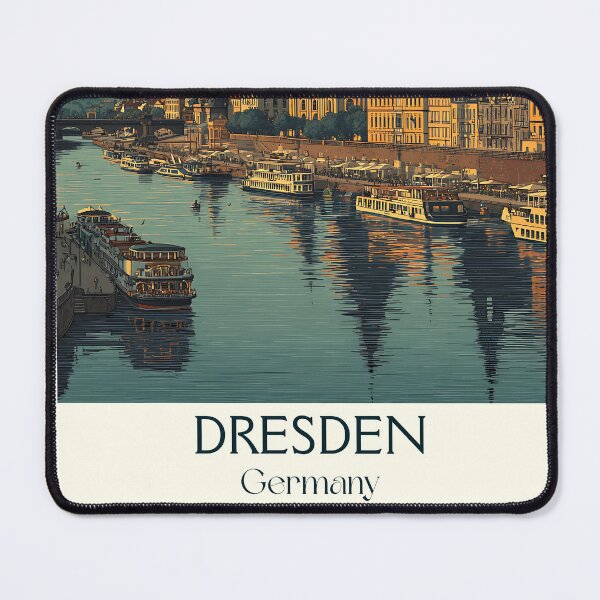 Item preview, Dresden Germany Poster – Vintage Skyline Along the Elbe River designed and sold by TuncGK.