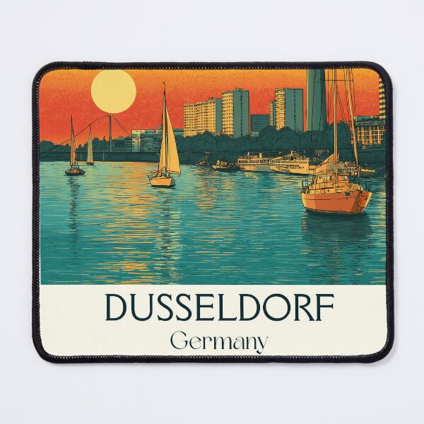 Item preview, Düsseldorf Germany Poster – Sunset Skyline with Rhine Tower View designed and sold by TuncGK.