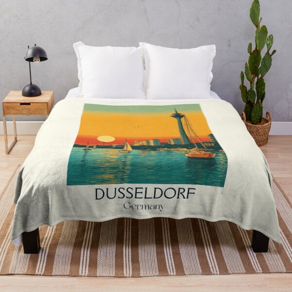 Item preview, Düsseldorf Germany Poster – Sunset Skyline with Rhine Tower View designed and sold by TuncGK.