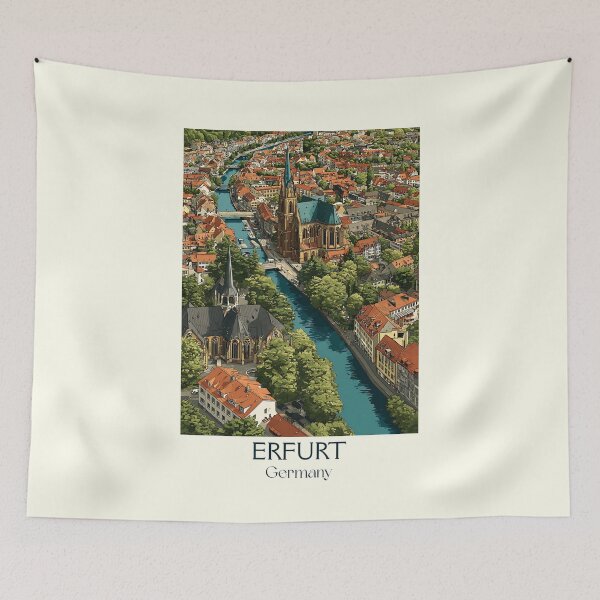 Item preview, Erfurt Germany Poster – Old Town Rooftops and Medieval Charm designed and sold by TuncGK.