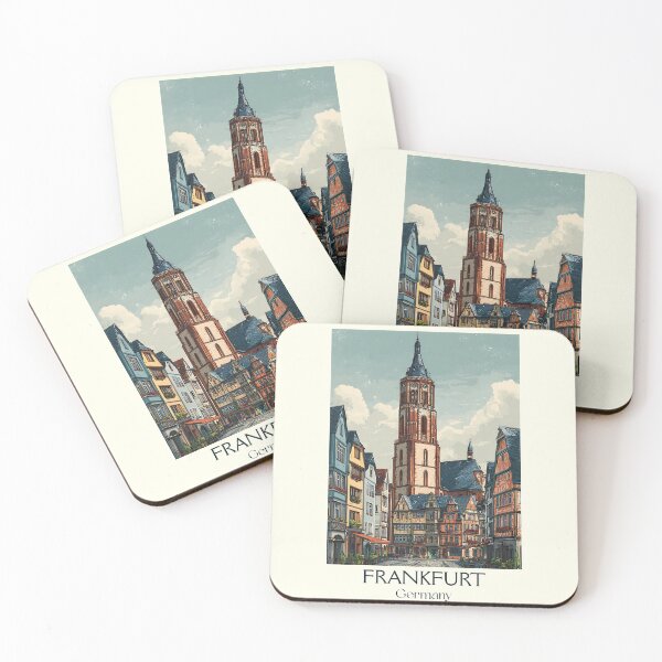 Item preview, Frankfurt Germany Poster – Towering Church in Urban Old Town designed and sold by TuncGK.
