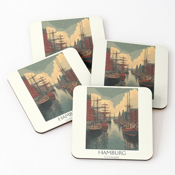 Item preview, Hamburg Germany Poster – Historic Ships and Industrial Waterfront designed and sold by TuncGK.