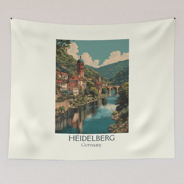 Item preview, Heidelberg Germany Poster – Castle and Old Town Over the Neckar designed and sold by TuncGK.