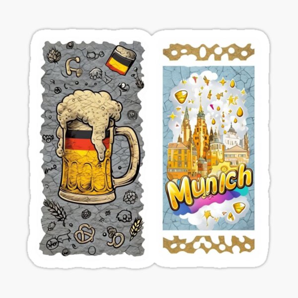 Item preview, Munich Brew Vibes – Cityscape Sticker Explosion Premium Cool Trendy Best Gift designed and sold by Imaginarium of Chaos falcon88 .