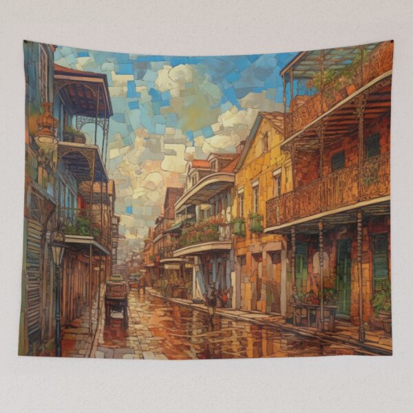 Item preview, Cyber Orleans Metal Art Print - Futurism French Quarter Oil Art Style designed and sold by GSizzle1.